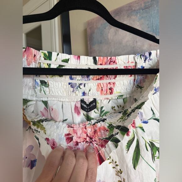 Generation Love Peony Cotton Poplin Smocked Off Shoulder Blouse Shirt Size Small - Picture 3 of 4